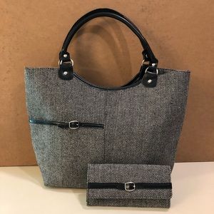 Herringbone Satchel w/matching Wallet